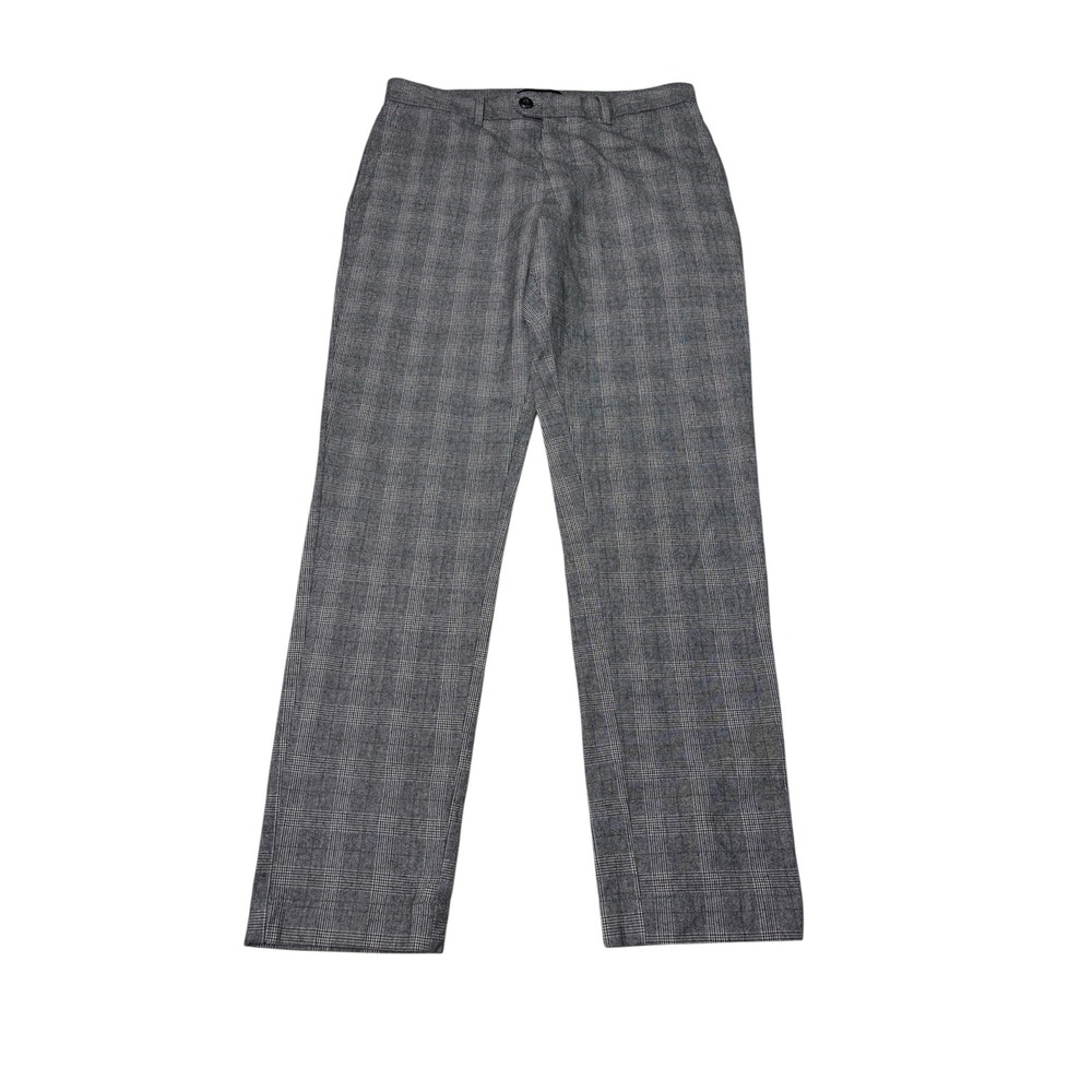 Banana Republic Mens 29x29 Grey Plaid Slim Tapered Fit Trousers Dress Pants